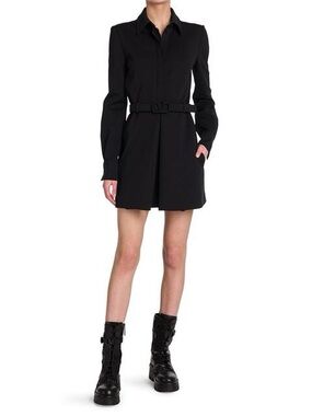 NWT Valentino Black V Logo Belted Shirt Dress – IT 40 / US 4